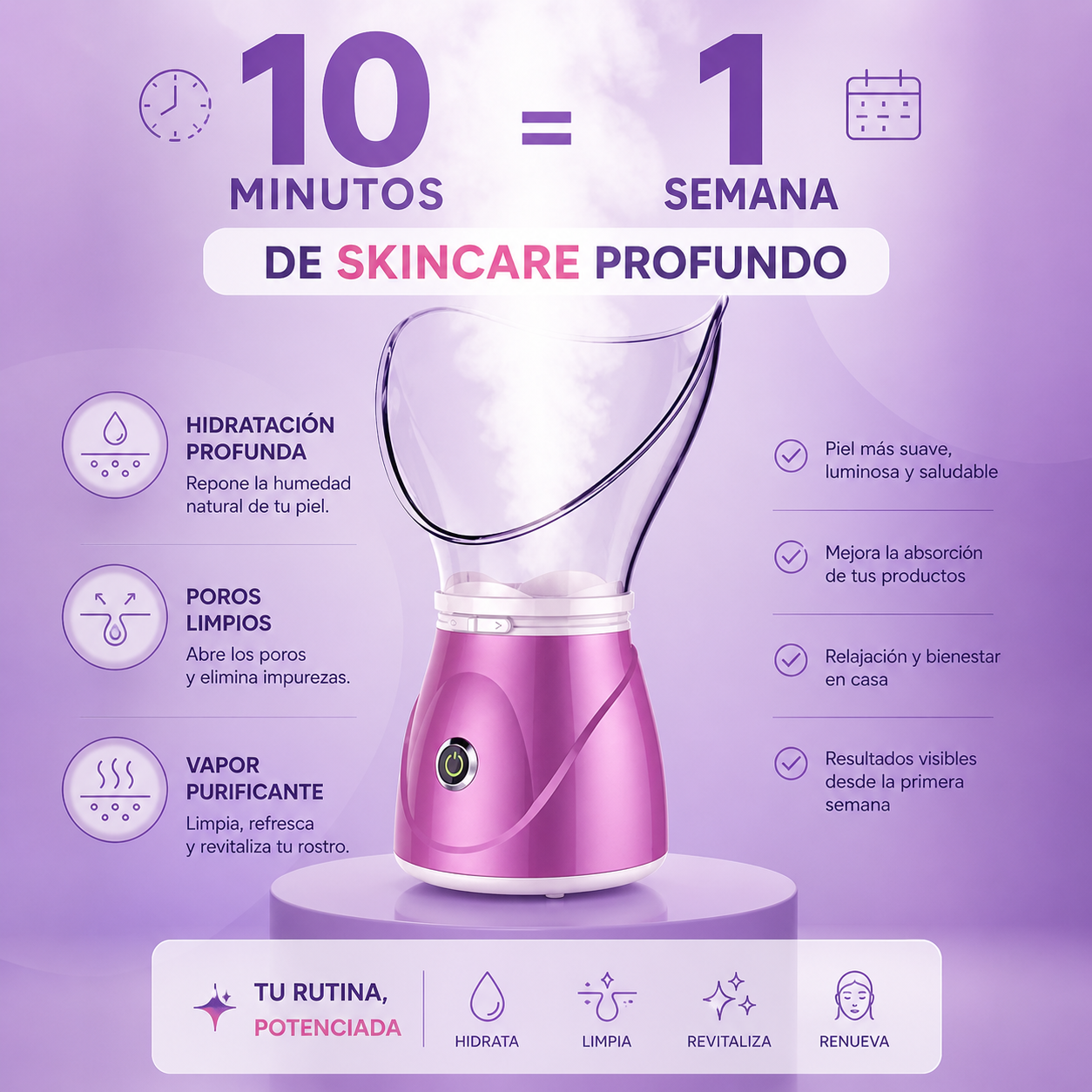 FaceLux™ – Vaporizador Facial Purificante | Hidratación Profunda | Poros Limpios al Instante ✨
