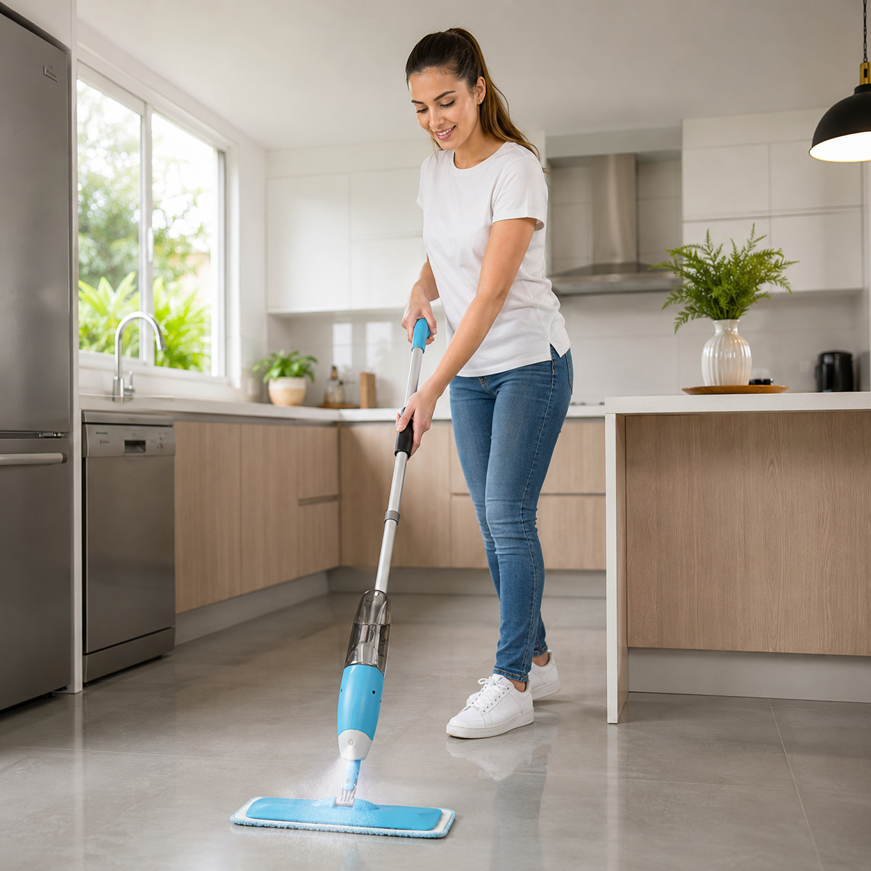 SprayMop Pro™ – Friega y Rocía en Un Solo Movimiento, Sin cubeta y Para Todo Tipo de Piso