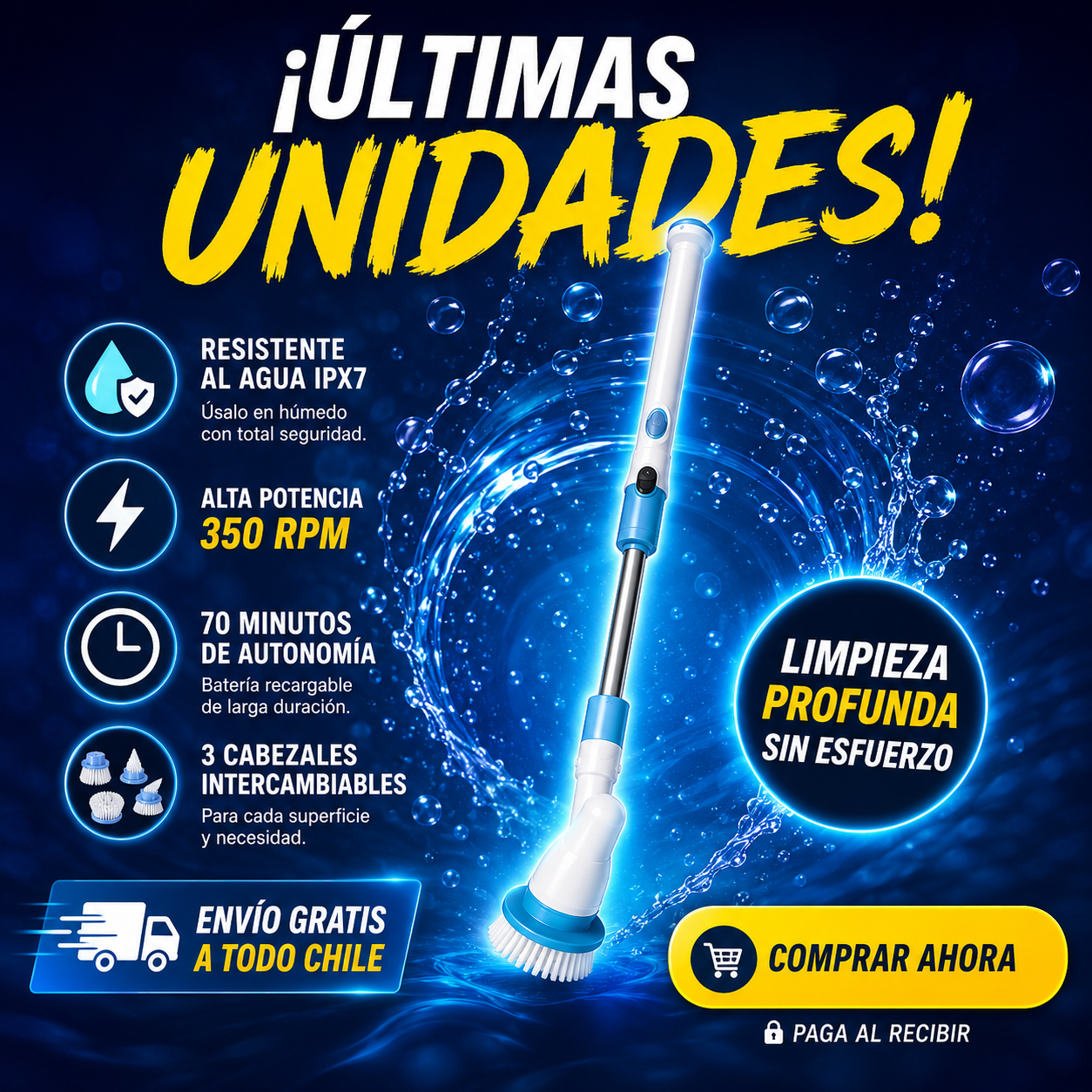 POWER Spin Elite™ – Potencia rotatoria inalámbrica para baños, cocinas y pisos impecables en minutos