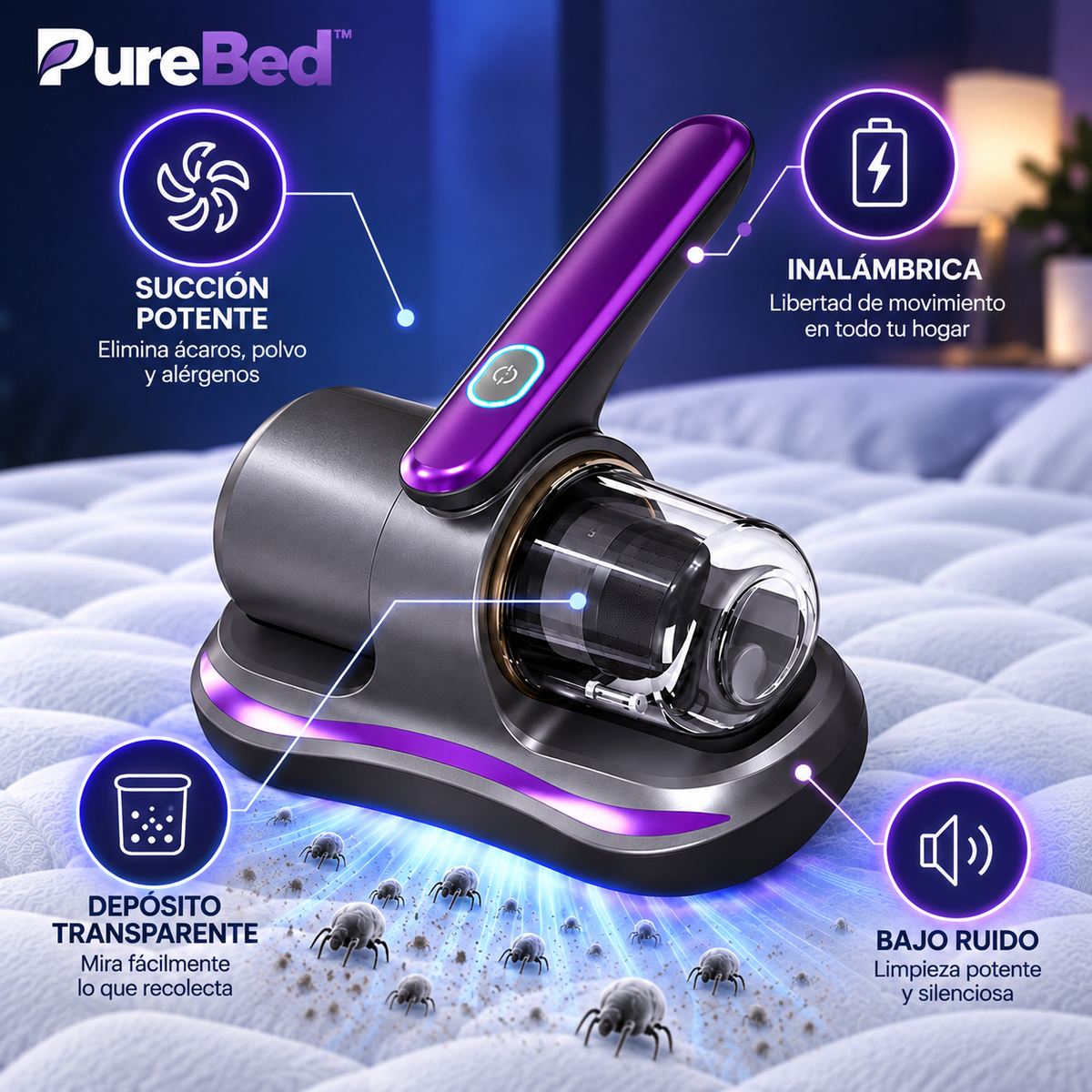 PureBed™ – Aspiradora profunda para colchones y tapices