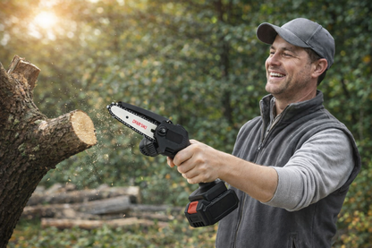 Mini Motosierra Inalámbrica 2 Baterías Corta Madera Fácil y Sin Esfuerzo